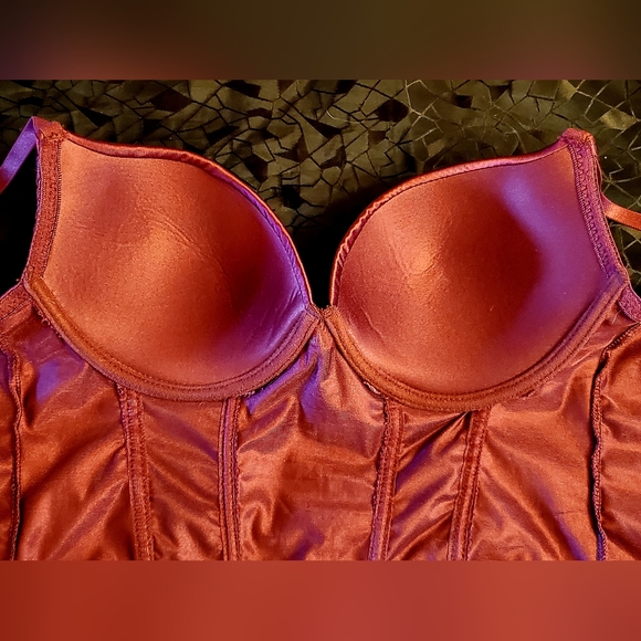 Body Rage Corset Bustier Lingerie Removable Garters Pushup M. Burgundy EUC - Picture 4 of 9